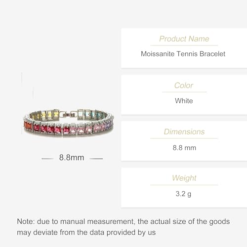 14K Gold Tennis Bracelet with Multicolor Moissanite, Women's Moissanite Tennis Bracelet, Distinctive Present2