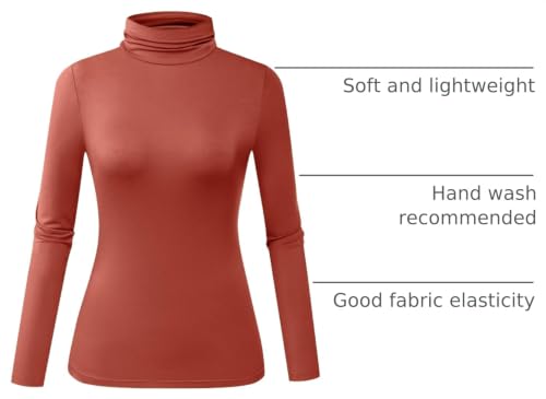 Image of Herou Womens Long Sleeve Turtleneck Slim Fitted Lightweight Casual Active Layer Tops Shirts
