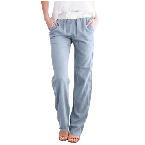 Straight Leg Pants for Women Dressy Casual 2024 Elastic High Waist Sweatpants Long Lounge Pant Trousers with Pockets