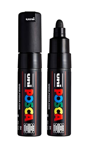 posca uni PC-7M Water-Based Paint Markers Broad Tip (4.5-5.5mm) Black 2 Count