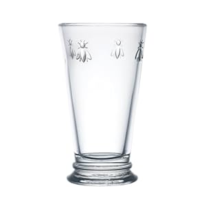 La Rochere, Set of 6, Tall Drinking Glasses (6.3″ Tall – High Ball), 15.6 Oz Each, Napoleonic Bee Pattern