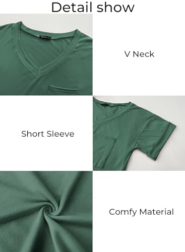 image for MIHOLL Women's Short Sleeve V-Neck Shirts Loose Casual Tee T-Shirt (Gr