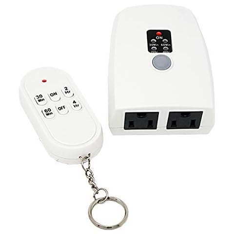 TEKLECTRIC Indoor Remote Control Outlet with Countdown Timer, 100 FT RANGE Wireless Auto Shut Off Safety Outlet for Appliances & Electrical Devices, Christmas Lights - 1000 Watt 15A Heavy Duty Cover