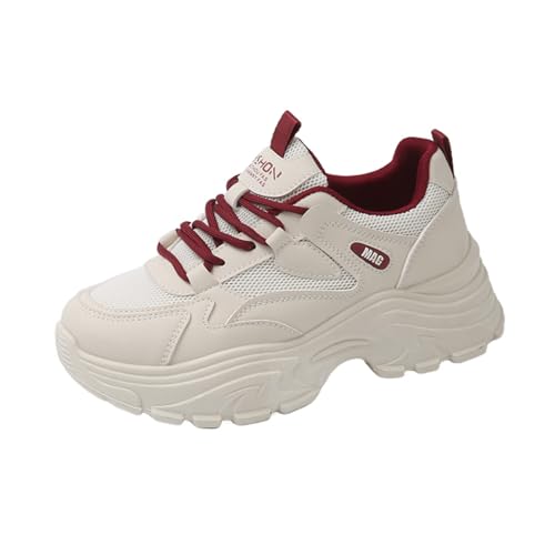 Women's Breathable Sneakers, Mesh Lightweight, Easy - Walk Casual Sport Strap Athletic Running Shoes with Platform Sole for Height Increase