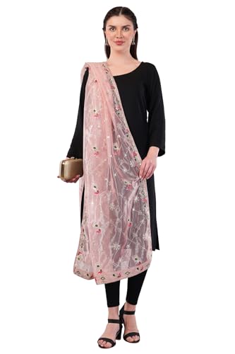 Soft Shimmer Net Embroideerd Dupatta, Lightweight and Sheer Shawl, Scarf, Wrap