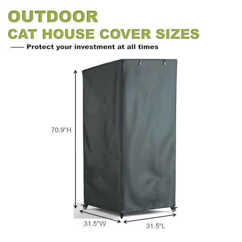 Image of Outdoor Cat House Cover - Extremely Waterproof Feral Cattery Enclosure Cover, 600D Heavy Duty Rain Sheet (Grey)