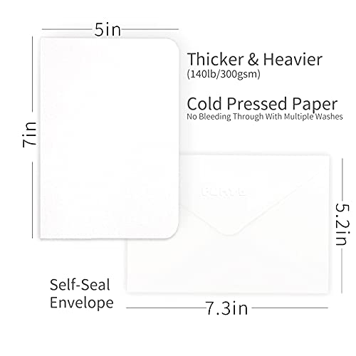 Funto Blank Watercolor Cards And Envelopes, 50 Cards, 5''X7'', 140Lb/300Gsm, White, Acid-Free, Heavyweight Paper For Watercolor Painting, Invitations, Thank You Notes, Greeting Cards & All Occasions #TOP2