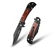 Elk Ridge - Outdoors Spring Assisted Folding Knife - 3.75-in Black Stainless Steel Blade, 4.75-in Closed, Brown Wood Handle, Pocket Clip, Hunting, Camping, Survival, EDC - ER-A009BW