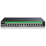 STEAMEMO 16-Port Gigabit Ethernet Switch | Smart Managed with VLAN & QoS | Plug & Play Desktop/Wall Mount Network Switch | Metal Enterprise Switch(Includes Power Adapter)