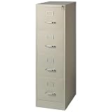 STAPLES Commercial 4-Drawer Vertical File Cabinet, Letter Size, Lockable, Putty, Steel, 51.97H x 15W x 22D