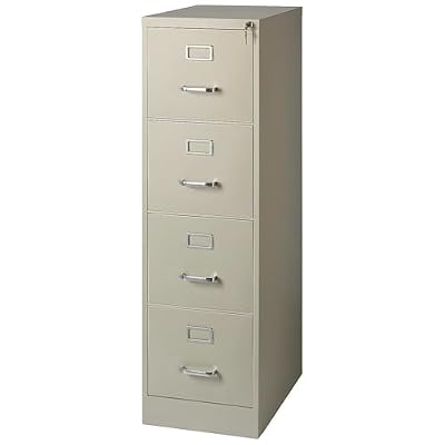 STAPLES Commercial 4-Drawer Vertical File Cabinet, Letter Size, Lockable, Putty, Steel, 51.97H x 15W x 22D