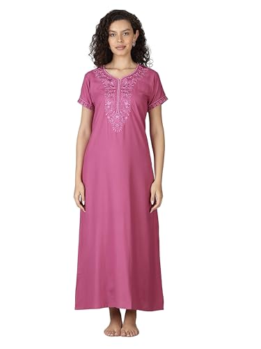 Image of 9shines Label Stylish Alpine Nighty Maxi for Women | Full Length Trendy Nightgown | Premium Nightdress | Nightwear | Heavy Embroidery Nighty with Pockets(2891)