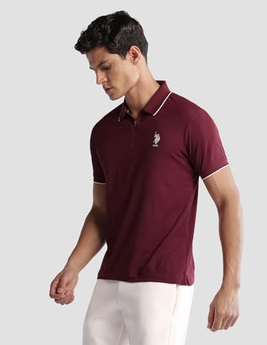 Image of U.S. Polo ASSN. Solid Active Wear Polo T Shirts for Men - Regular Fit, Breathable Half Sleeves Mens Tshirt