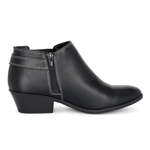 Chariot & Co: Kiki - Womens Western Chelsea Round Toe Ankle Boots - Adjustable Buckle Stacked Heel Booties4