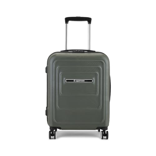 Image of uppercase Helix Solid (Cabin) 56Cm Textured Trolley Bag with Combination Lock, 8 Wheels, Eco Polycarbonate Luggage, Laundry Compartment, Durable Design for Travel - Suitcase for Men & Women Grey