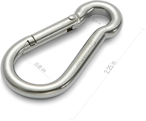 Image of sprookber Stainless Steel Spring Snap Hook Carabiner - 304 Stainless Steel Clips, Set of 6