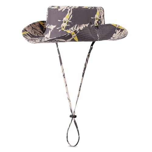 Image of Printed Bucket Hat UPF 50+ Quick-Dry Breathable Sun Hat, Roll-Up Brim Boonie Hat with Adjustable Fit for Beach Hiking Fishing