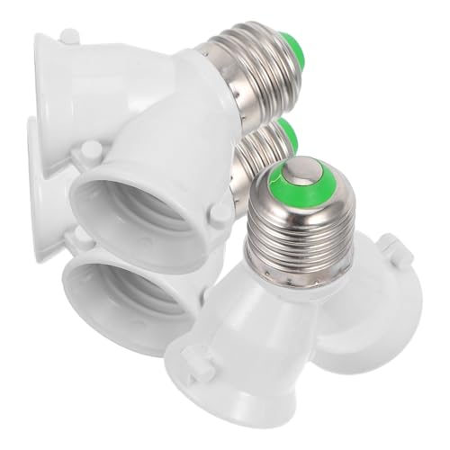 jojofuny 3 Piezas 2 Adaptador De Forma De Enchufe y Adaptador De Bombilla Divisor De Forma De Enchufe y Soporte De Lámpara Base De Lámpara E27 a 2 E27