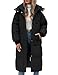 Vancavoo Wintermäntel Damen Lang Daunenmantel Winter Winterjacke Warm Steppmantel Jacke Mantel Daunenjacke Steppjacke mit Kapuze,Schwarz,XXL