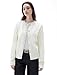SUUKSESS Women Chunky Cashmere Cropped Cardigan Sweaters 2025 Trendy Fall Fashion Button Up Long Sleeve Knit Outfits(Cream White M)