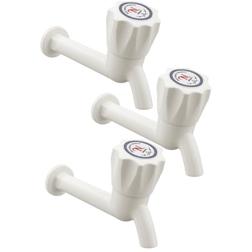 Image of Long Body Bib Cock Tap (Pack of 3) - Wall Mounted Plastic Water Tap for Bathroom, Kitchen, Garden & Wash Basin | Durable PVC | Leak-Proof & Rust-Free