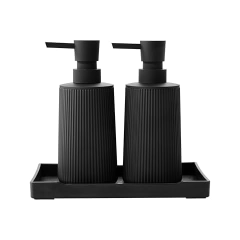 KAUND Soap Dispenser 2 Pack 9 Oz Plastic Hand Soap Dish Soap Bottle with Pump for Kitchen and Bathroom Matte (C03-Black 2 Pack) Cover