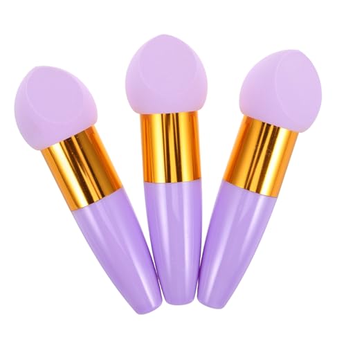 DECOMELODY 3Pcs Angled Makeup Sponges with Handle Reusable Powder Sponges for Face Makeup Compact and Portable Beauty Applicators for Travel and Daily Use Easy to Clean