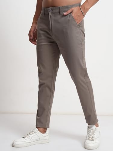 Image of Highlander Men's Slim Fit Formal Trousers | Ankle Length |Smart Trousers for Men | Chino Trousers for Men|Elegant Design | Comfortable Fabric for Daily Work & Formal Occasions