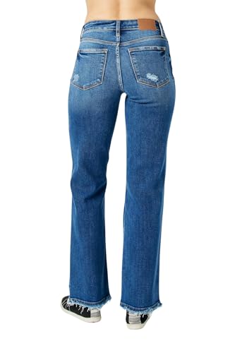 Judy Blue Women's Mid Rise Destroyed Dad Jeans3