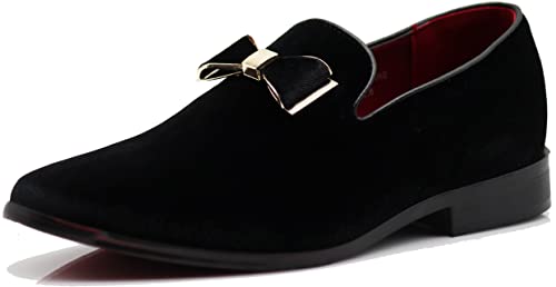 Enzo Romeo Men's Fashion Formal Tuxedo Slip On Loafer Velvet Dress Shoes SKO03 (8.5, Black (07), Numeric_8_Point_5)