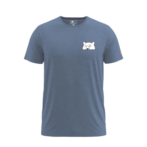 FORSBERG Ölbrorson T-shirt borstzak met prostend bierbeer funshirt ronde hals comfortabel robuust, blauw, L