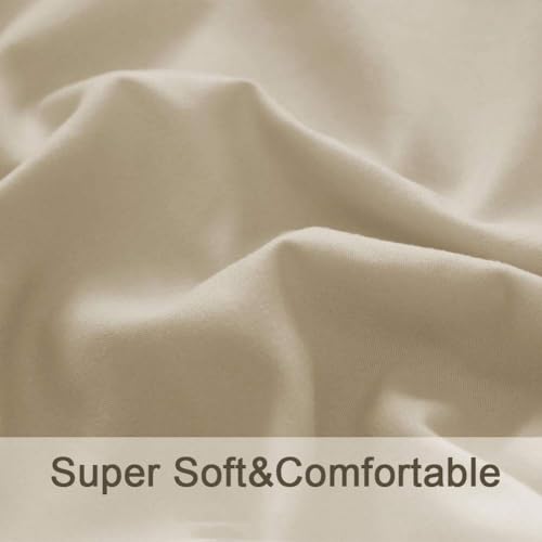 Image of SONORO KATE Bed Sheet Set Super Soft Microfiber 1800 Series Luxury Egyptian Sheets 16-Inch Deep Pocket,Wrinkle and Hypoallergenic-3 Piece (Beige, Twin)
