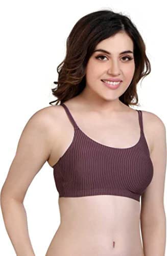 Women's Lycra Silk Lightly Padded Wired Free Sports Bra Brown-picture-36