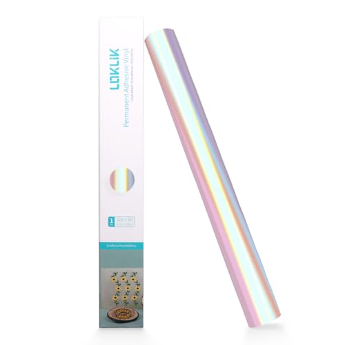 LOKLIK Vinyle Adhésif Permanent Holographique Rose – 1 Rouleau 30.5 x 90 cm, Idéal pour Verre, Métal, Plastique – Durable et Résistant aux Intempéries