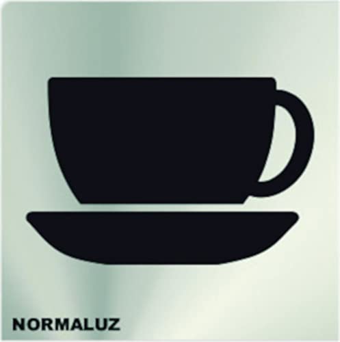 Normaluz Rd727016 - Señal Adhesiva Cuadrada Cafetería Acero Inoxidable Adhesivo 0,8 Mm 12X12 Cm Con Cte, Ripci
