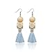 Ohrringe Damen Tassel，Quaste Ohrringe Für Frauen Baumeln Boho Ethnic Retro Holzperle Pop Haken Ohrring Sommer Urlaub Party Ohrring Zubehör Geburtstagsgeschenk,Blau