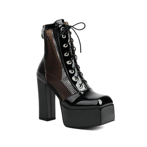 Bottes en maille à talons hauts confortables pour pieds larges avec semelle épaisse