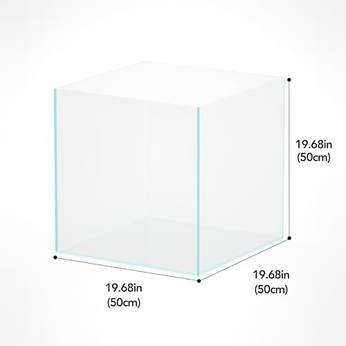 Image of LANDEN 31 Gallon Cube Rimless Low Iron Aquarium Fish Tank,19.7 inch L x 19.7 inch W x 19.7 inch H (50cm x 50cm x50cm) 8mm Thickness with Nano Foam Leveling Mat Included