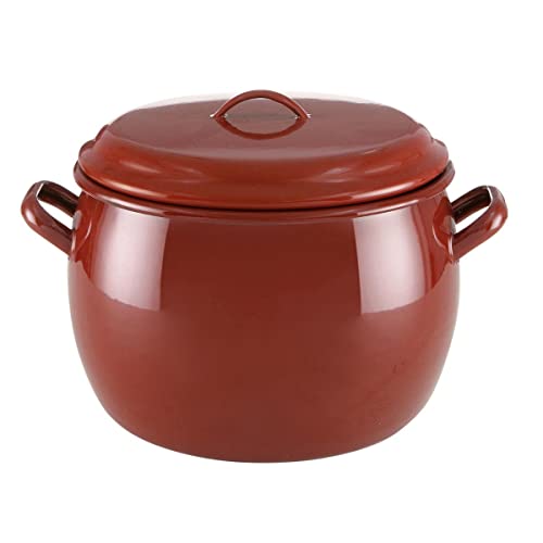 Quid Clasico Esmalte Olla Abombada Esmaltada 30cm - 18l Acero Carbonatado Apto Vitrocerámica Apto Inducción Antiadherente