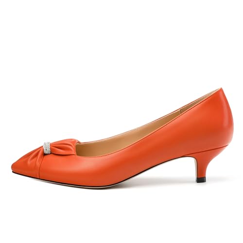 Womens Kitten Heel Pumps, Pointed Toe Dress Pumps for Women, Daily Pumps Shoes with Bow Tie2