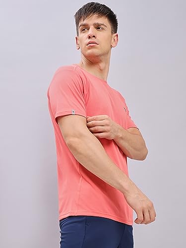 Image of TECHNOSPORT Men's Slim Fit Polyester Activewear Sports T-Shirt with Moisture-Wicking Comfort for Workout, Running & Gym