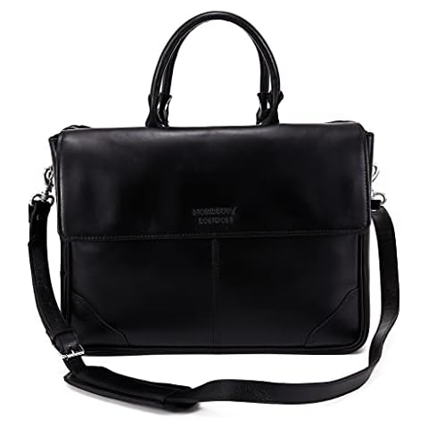 NORDBURY® Handmade Leather Business Briefcase Laptop Bag Documents Bag Messenger Bag Shoulder Office Travel Bag Cover