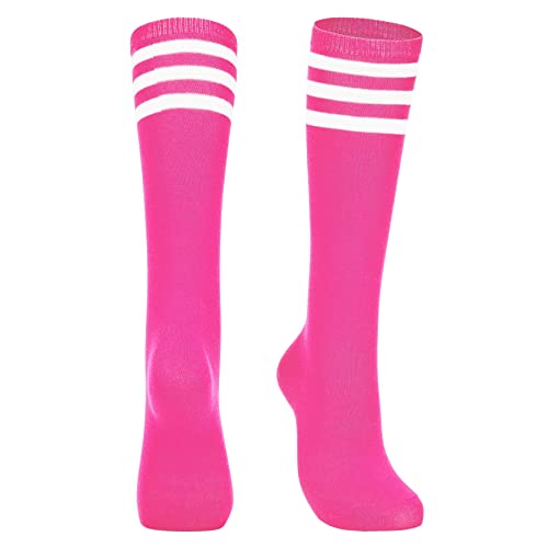 Image of Zando Knee High Socks for Women Striped Athletic Long Tall Tube Socks Outdoor Sports Casual Thigh High Stockings