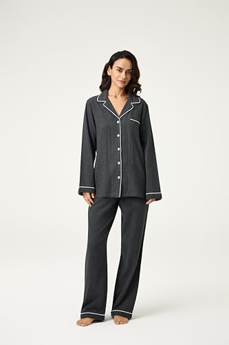 Image of BESTOUCH Womens Pajama Sets: 100% Cotton Muslin Linen Feel