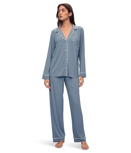 Eberjey Womens Gisele - PJ Set, Faded Denim/Ivory, Large