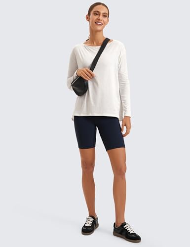 Image of CRZ YOGA Long Sleeve Workout Shirts for Women Loose Fit-Pima Cotton Yoga Shirts Casual Fall Tops Shirts