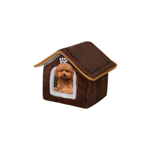 Galatée Cuccia Per Cani, Letto a Grotta Per Gatti Caldo Per Interni, Peluche Lavabile Simpatico Cane Gatto Igloo, Comodo Letto Per Animali Domestici Per Cuccioli, Gattini e Conigli(M, Marrone)