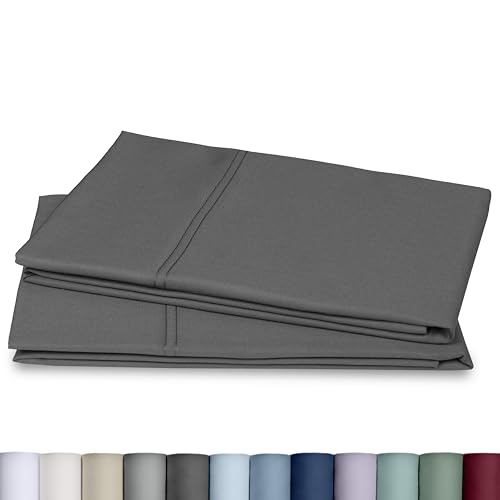 Image of California Design Den 800 Thread Count 2-Pack Queen Size Pillow Cases, Grey | Soft & Thick 100% Cotton Sateen Backed by Good Housekeeping Seal, Classic Side Opening 4 inch Hem, Fits Standard & Queen Pillows