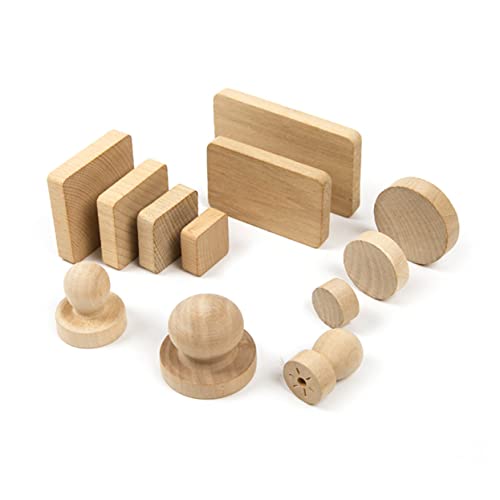 DOITOOL 10pcs 4x4x1.2cm Square Blank Wooden Stamps Base for DIY Art Craft Projects