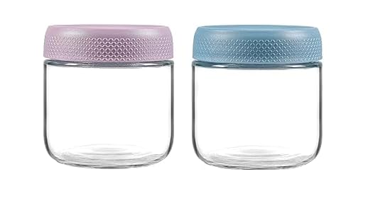 CASADELIGHT 300ml Borosilicate Glass Jars with Lids - Freezer to Oven Safe, Airtight Meal Prep Containers for Overnight Oats, Snacks, Coffee, Microwave & Dishwasher Safe (2)